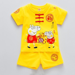 Đồ bộ cho cho bé trai, bé gái ngắn tay, kiểu cổ tàu 100% cotton - Socnaukids