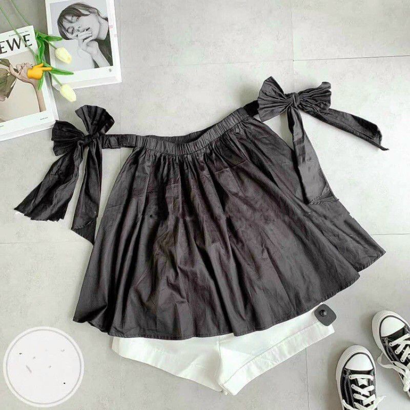 Áo from dài giấu quần rớt tay cột nơ