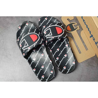 [GIÁ SỐC] Dép Champion Đen Chữ - Hàng Có Sẵn
