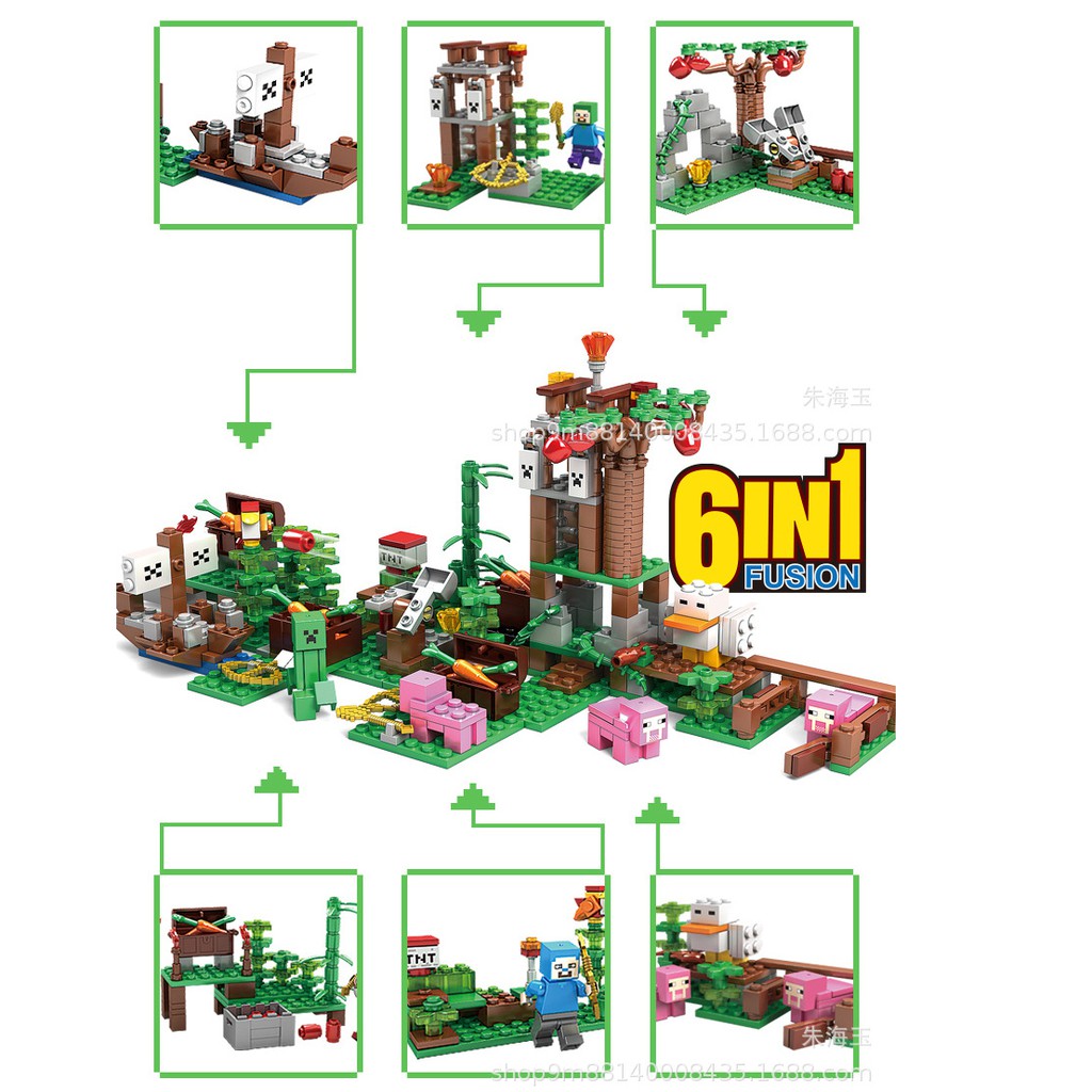[New 2021] Lego Minecraft 6 trong 1 Cho Bé Trai Từ 6t  Chuỗi Lego Minecraft 6in1 Trong Thế Giới Minecraft [Dạng Hộp]