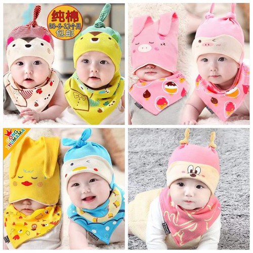 SET MŨ TẶNG KHĂN YẾM CHO BÉ