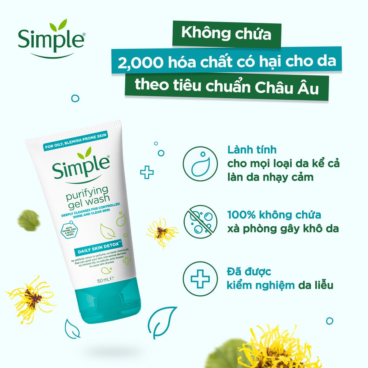 Sữa rửa mặt Simple giúp kiềm dầu và ngừa mụn hiệu quả - cho da dầu mụn 150ml [CHÍNH HÃNG ĐỘC QUYỀN] [DIỆN MẠO MỚI] | BigBuy360 - bigbuy360.vn