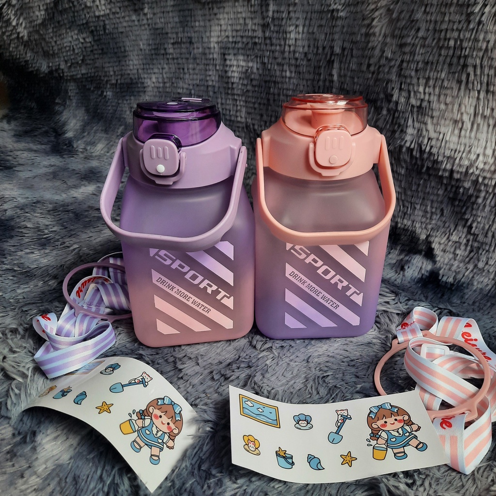 Bình Đựng Nước Vuông 1.5l Dễ Thương, Mẫu Mới Nhất 2022(Tặng Sticker)