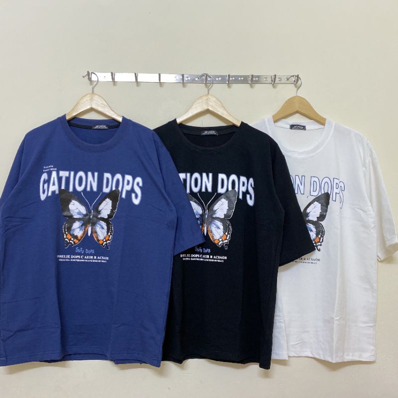 Áo thun tay lỡ % Hình thật phía sau Unisex bướm GATION DOPS