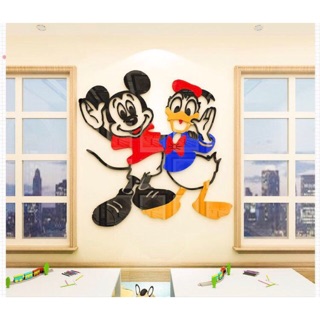 Tranh dán tường cho bé, tranh mica 3D - Mickey và donal