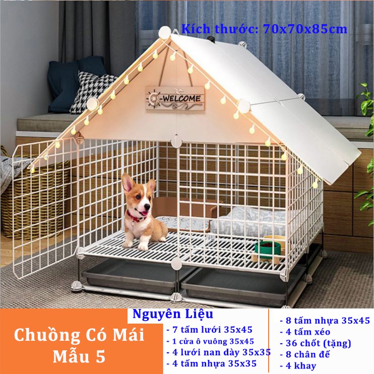 [bigsale - tặng chốt] Tấm ghép lồng quây, chuồng quây cho thú cưng chó mèo - Mẫu chuồng thú cưng có mái che.