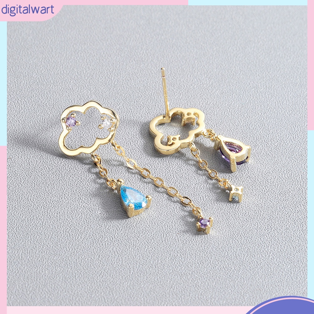 Đôi Bông Tai Dáng Dài Hình Đám Mây Và Giọt Nước Đính Đá Thời Trang Cho Nữ