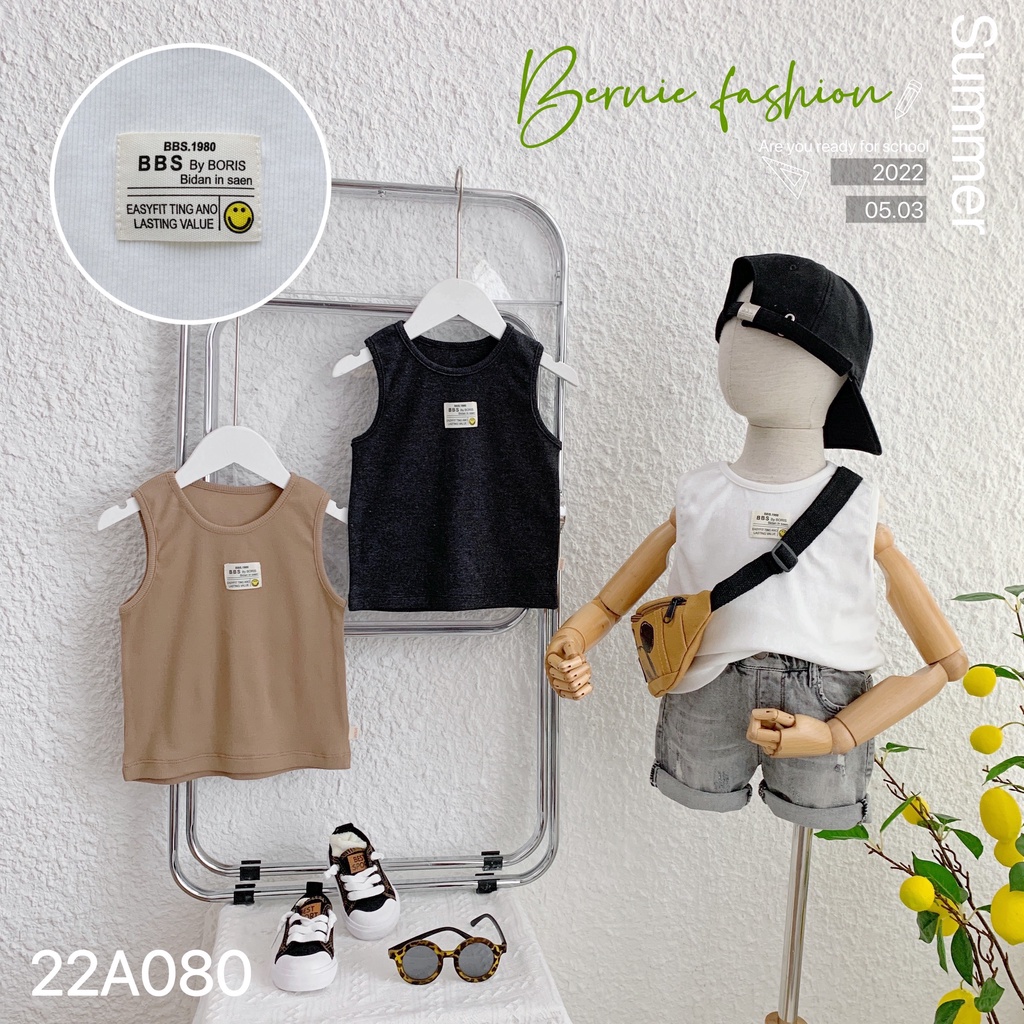 Áo ba lỗ bé trai cá tính, khoẻ khoắn, áo thun sát nách bé trai hàng  đẹp Bernie