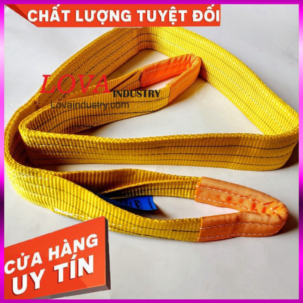 Dây Cáp Vải Cẩu Hàng 3 tấn, Bản dẹp, 2 đầu mắt hệ số an toàn 5:1, Bản rộng 75mm - Cơ Khí Liên Sơn Kho Miền Nam