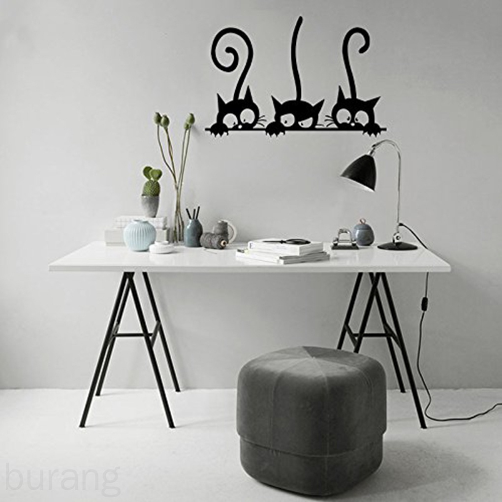 Miếng dán tường trang trí họa tiết chú mèo hoạt hình dễ thương diy