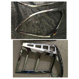Bộ 2 ốp viền đèn hậu và 2 ốp viền đèn pha mạ crom cao cấp xe kia carens 2005 đến 2015