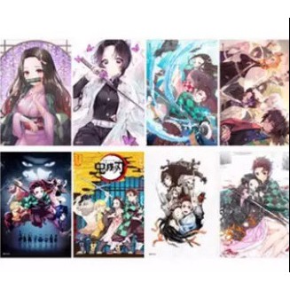 Poster KIMETSU NO YAIBA THANH GƯƠM DIỆT QUỶ ANIME 8 tấm A3 poster ảnh tranh treo album ảnh in hình anime chibi