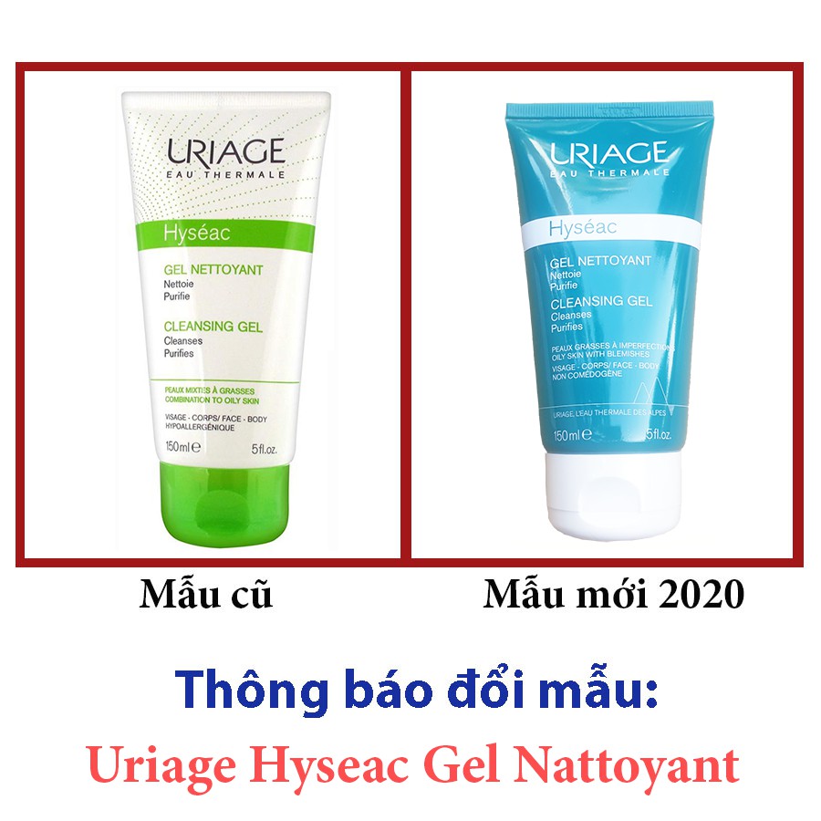 [Tặng bọt biển] Gel Rửa Mặt Cho Da Nhờn Mụn, Hỗn Hợp Uraige Hyséac Gel Nettoyant 150ml