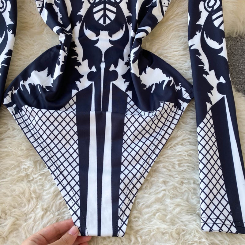 Bộ Áo Liền Quần Tay Dài Cổ Đứng Đính Đá In Hoa Thanh Lịch Dành Cho Nữ