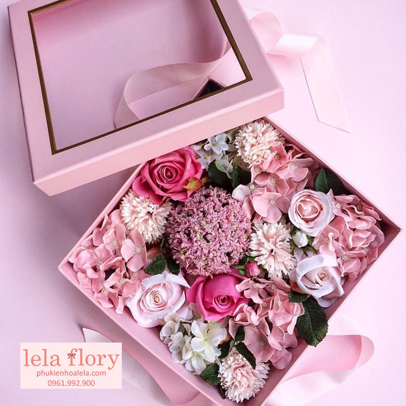 Bộ 2 chiếc hộp vuông mặt mika cắm hoa, đựng hoa quả - THH0055