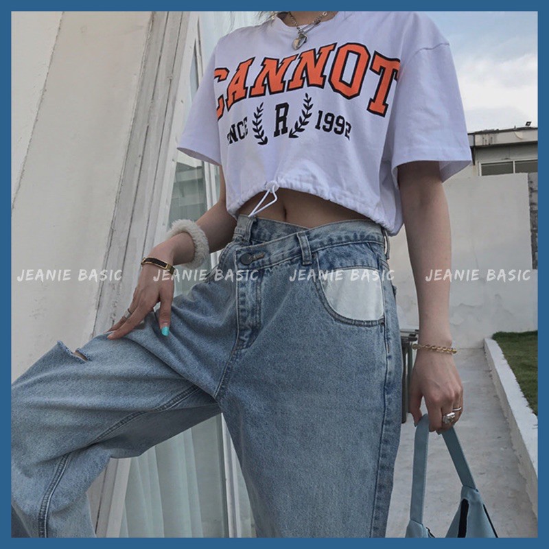 QUẦN JEANS CẠP LỆCH TÚI TRẮNG CÁCH ĐIỆU NỮ