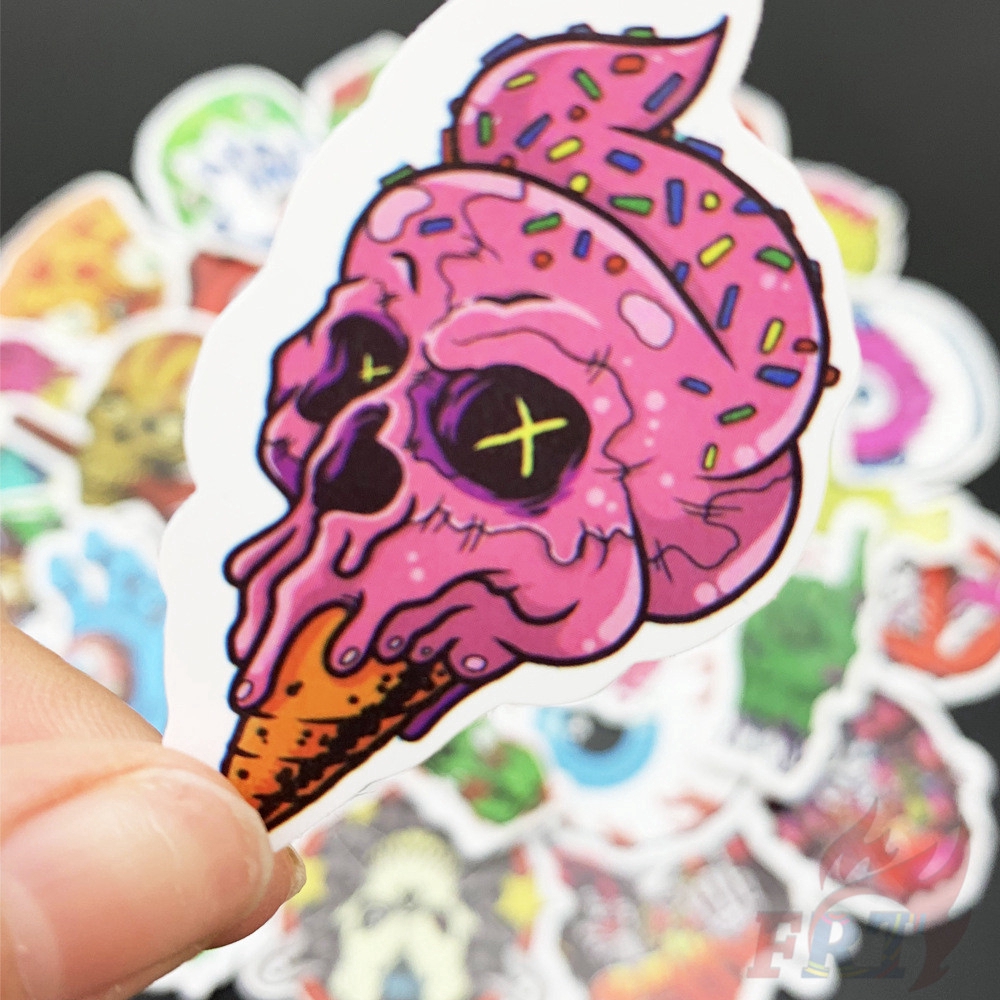 ❉ Punk Skull - Series 01 Horror Terror Eyes Giấy và decal dán tường ❉ 50Pcs/Set Punk Horror Skull Mixed Doodle Stickers