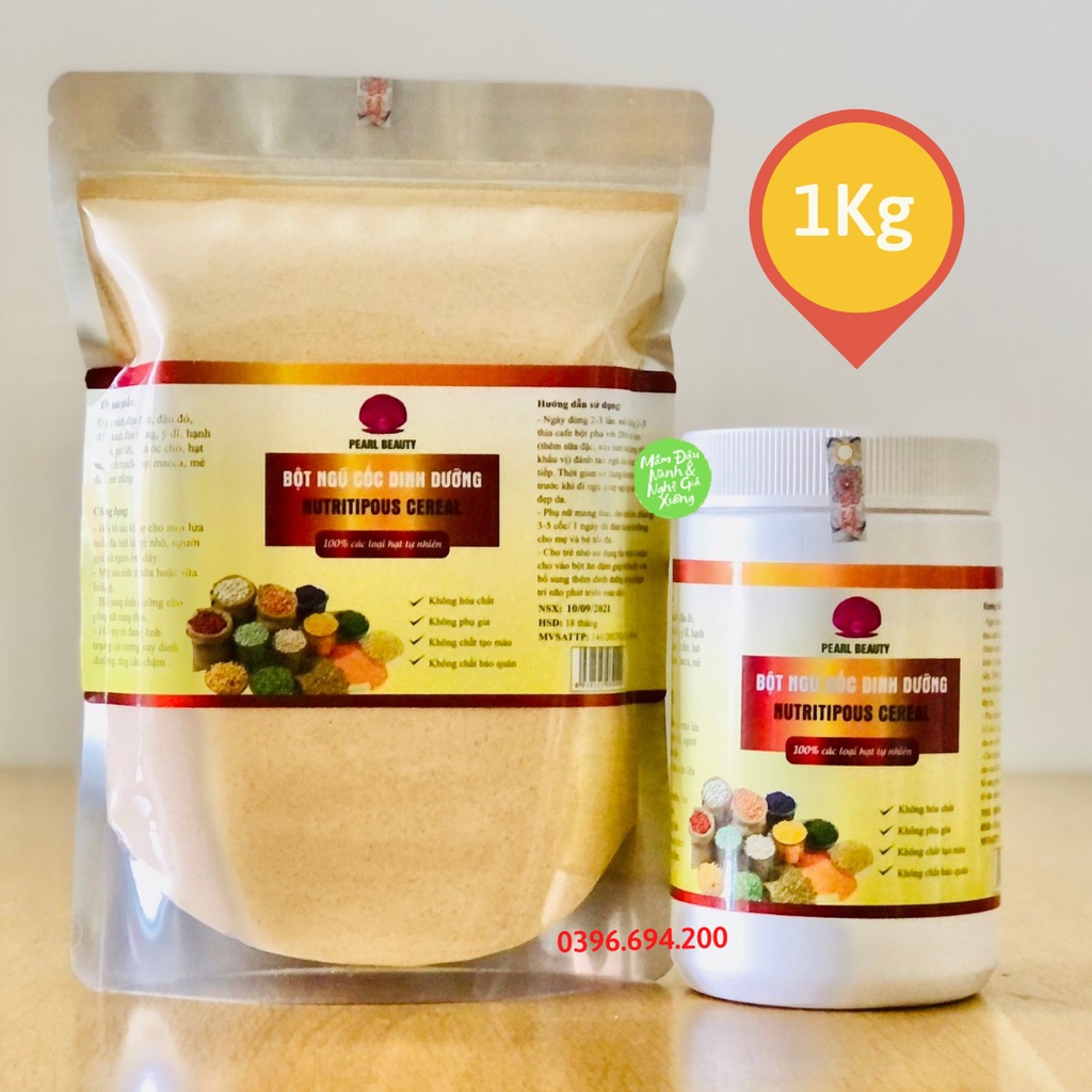 Túi 1kg bột ngũ cốc dinh dưỡng hỗ trợ tăng cân giảm cân lợi sữa 14 loại hạt dinh dưỡng có chứng nhận An Toàn Thực Phẩm