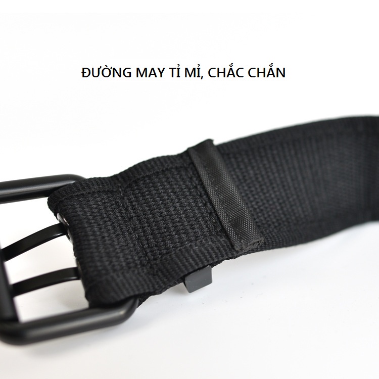 Thắt lưng vải canvas BROO hai lỗ bấm, dây nịt lưng bản dây 4cm phong cách đơn giản Hàn Quốc