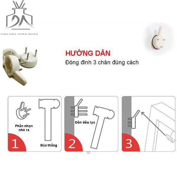 Combo 10 đinh 3 chân treo đồ không cần khoan tường, treo ảnh phòng khách
