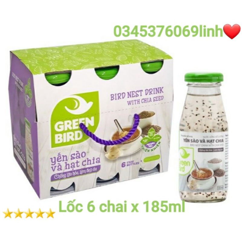 Lốc 6 chai nước yến sào và hạt chia ( 6 chai x 185ml)