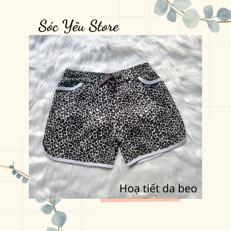 Quần đùi nữ mặc nhà, vải thun, chạy viền, đủ họa tiết có dây rút