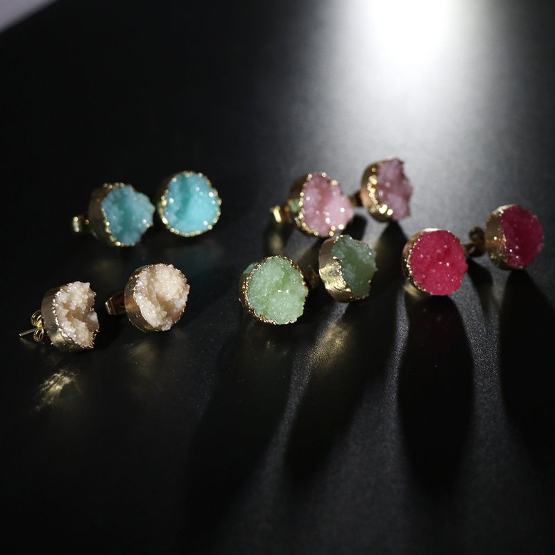 Đôi khuyên tai đính đá tự nhiên thời trang cho nữ