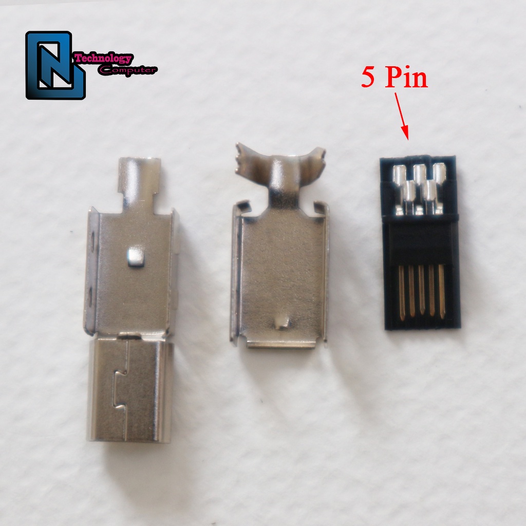 Đầu Mini USB Mạ Niken 3 Mảnh 5 Pin Dùng Làm Dây Truyền Dữ Liệu Sạc Custom Dây Phím Cơ