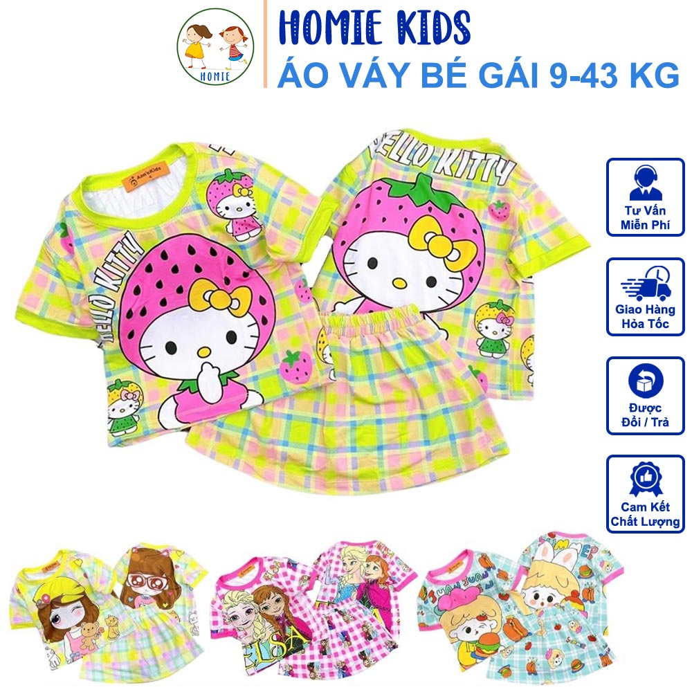 Váy Cho Bé Gái Set Áo Váy Đầm Liền Quần Thun Lạnh 3D Dễ Thương Size Nhí Đại 9-43 Kg In Hình Hot Trend Homie Kids