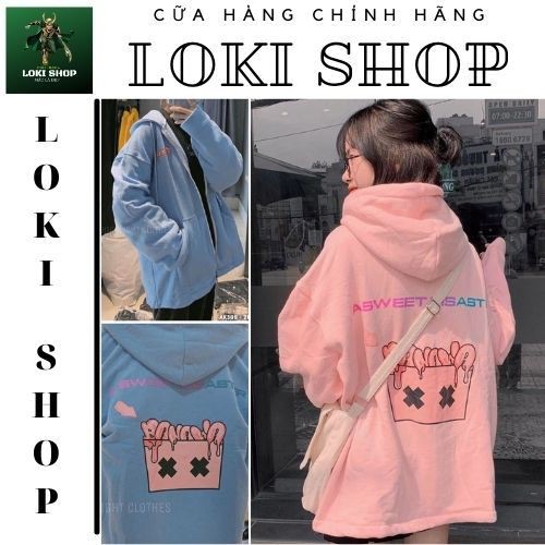 [Mã WAMT2405 giảm 10k đơn 0k] Áo Khoác Hoodie Nữ Form rộng chất nỉ LOKI SHOP Có 4 Màu , Unisex BANAWA có dây kéo Ulzzang