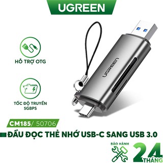 Đầu đọc thẻ USB type C với 2 khe thẻ cắm SD và OTG UGREEN CM184 CM185