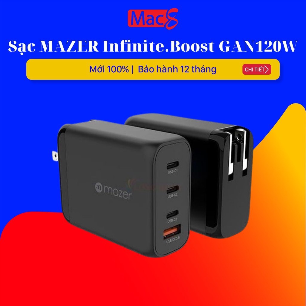 [Mã 254ELSALE giảm 7% đơn 300K] Sạc MAZER Infinite.Boost GAN120W