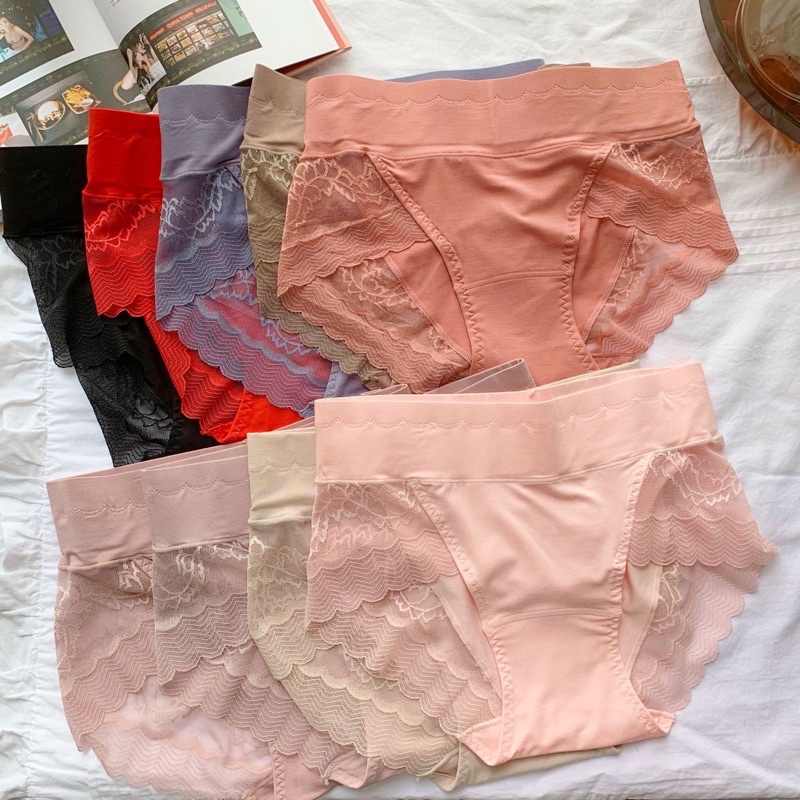 Quần lót nữ DORIS BRA, quần cotton phối ren cạp cao gen bụng kháng khuẩn mềm mại