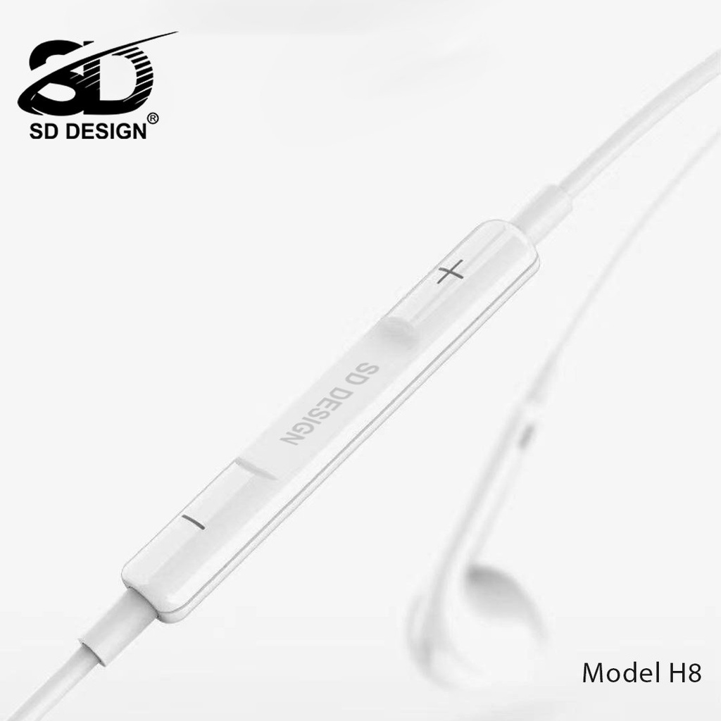 Tai nghe dây nhét tai SD DESIGN H8 chính hãng jack cắm Lightning có mic đàm thoại - Kết nối bluetooth mới dùng được