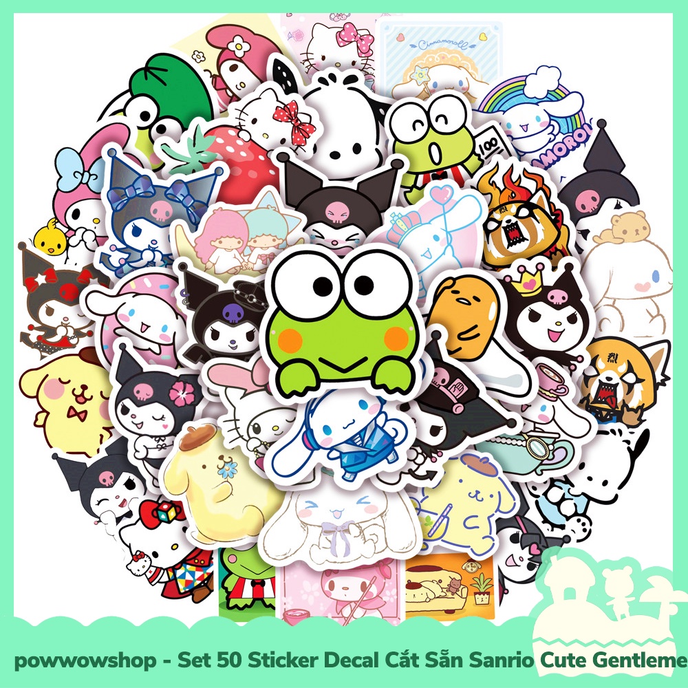 [Sẵn VN - Hỏa Tốc] Set 50 Sticker Mini Decal Dán Trang Trí Vật Dụng Mẫu Sanrio Family Cute Gentlement