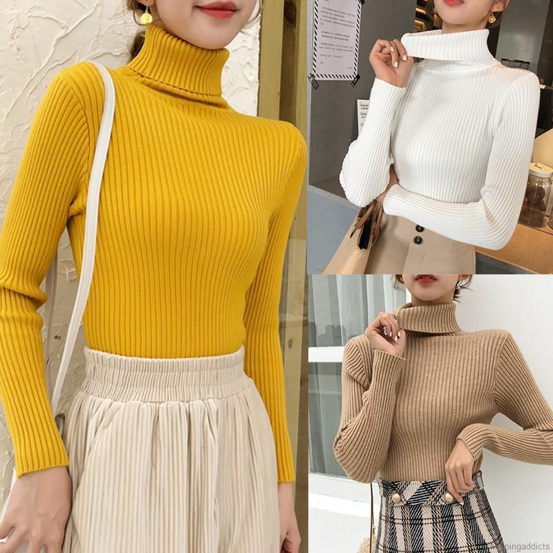 Áo len dài tay cổ lọ thiết kế thời trang dành cho nữ