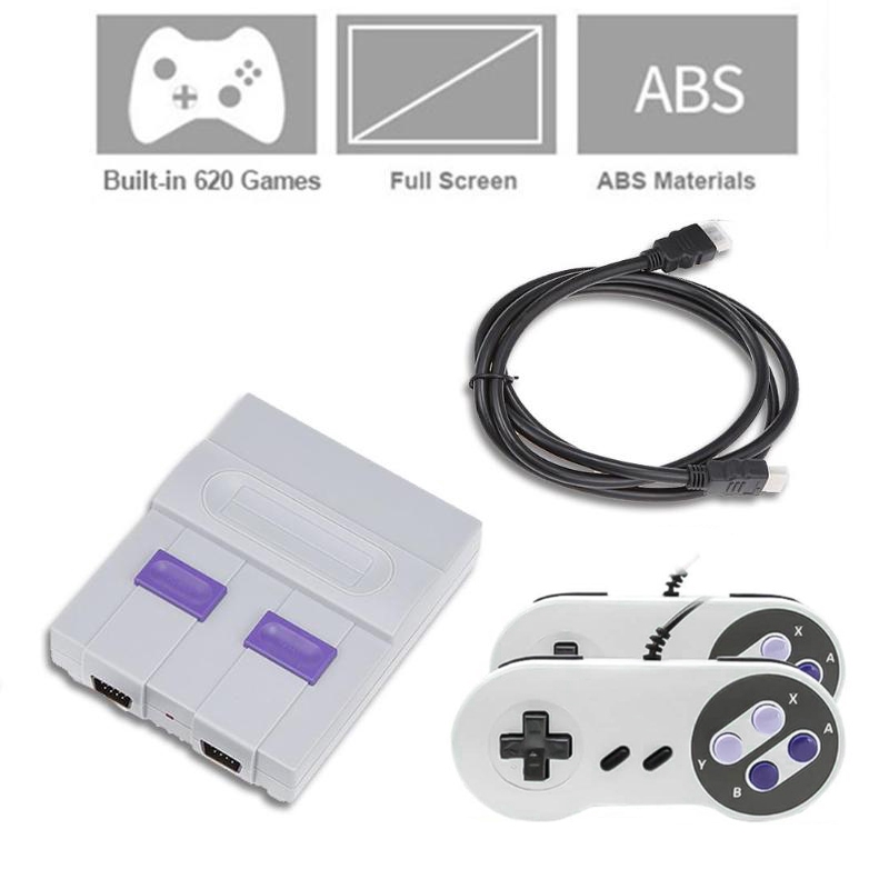 Snes Máy chơi game tích hợp 821 game cho dòng SNES kết nối HDMI TV kèm 2 tay cầm chơi game và 1 cáp HD và dây điện US/EU/UK