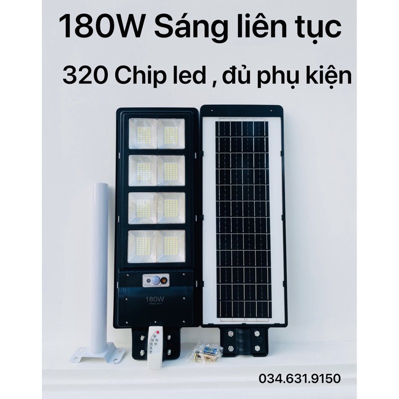 Đèn năng lượng mặt trời liền thể 180W , 2 chế độ sáng tự động , remote điều chỉnh sáng liên tục | BigBuy360 - bigbuy360.vn
