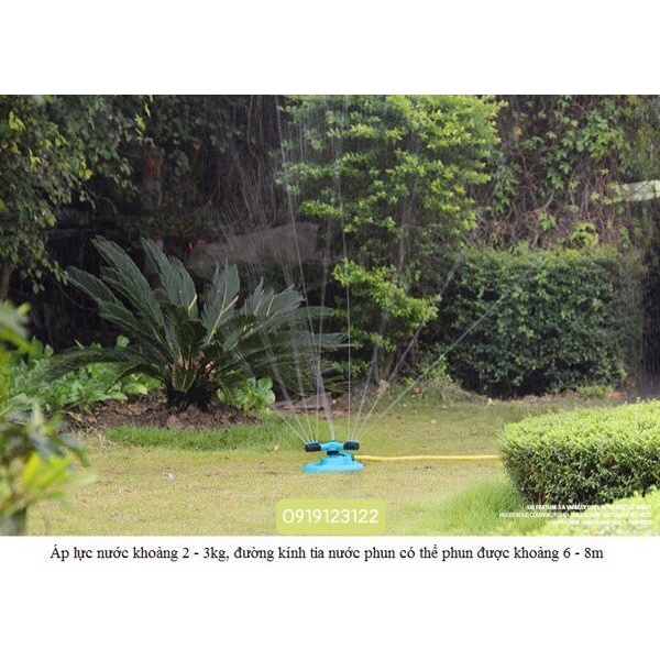 Đầu tưới 3 cánh xoay 360° Chân đế hình mặt trăng Lắp nối nhanh 16
