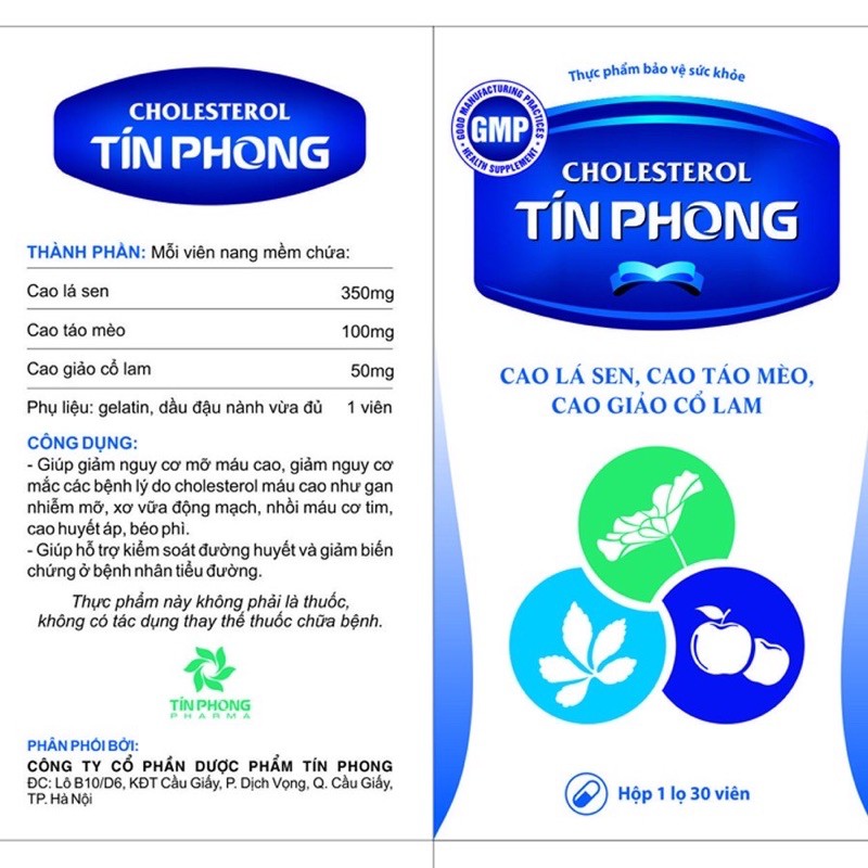 ✅Viên uống Cholesterol Tín Phong- thảo dược hạ mỡ máu,giảm men gan