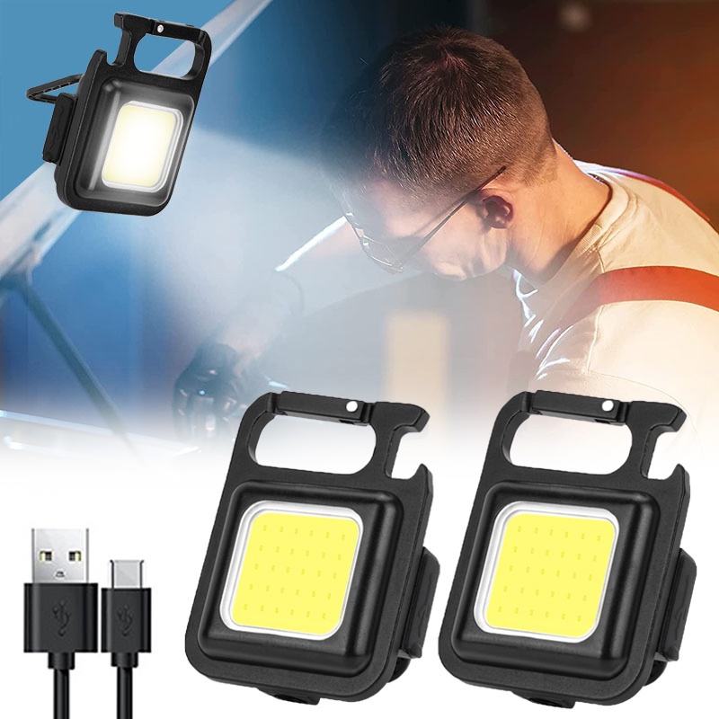 Móc Khóa Đèn LED COB Mini 3 Chế Độ Siêu Sáng Kèm Sạc USB Tiện Dụng Mang Theo Dã Ngoại