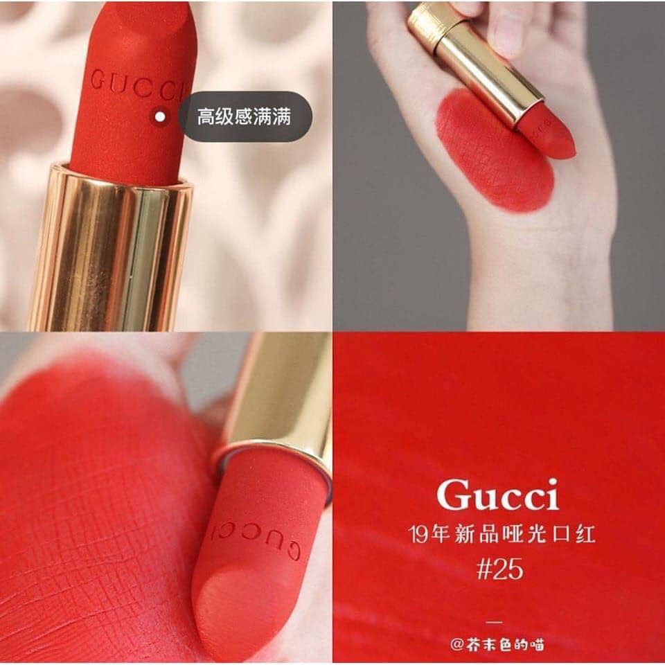 Son GUCCl Rouge A Levres Matte màu 25 Goldie Red Matte