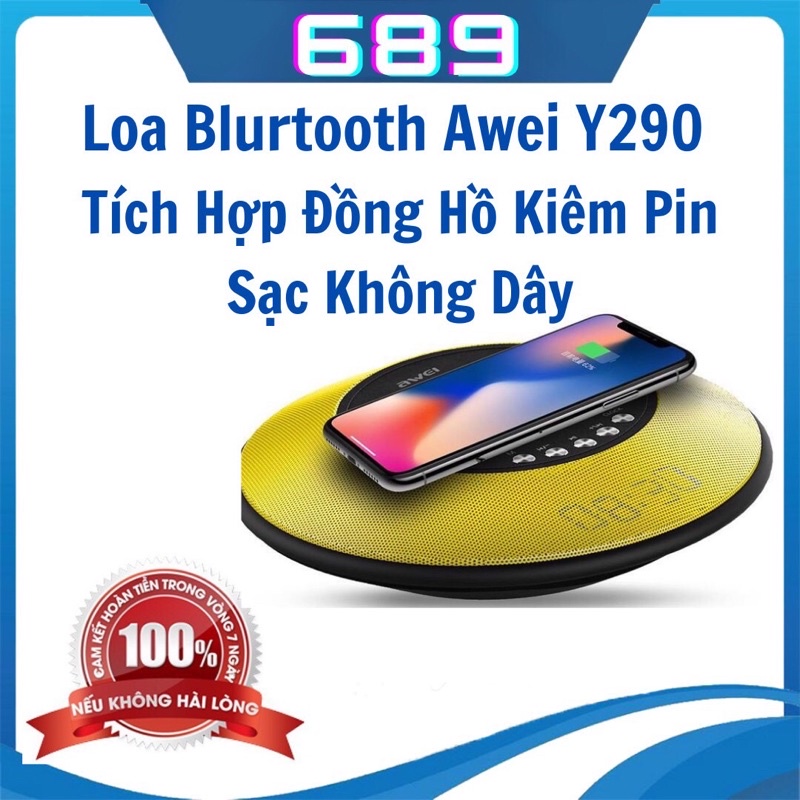 Loa Bluetooth Awei Y290 3 in 1 Tích Hợp Đồng Hồ Kiêm Pin Sạc Không Dây Chính Hãng Cao Cấp