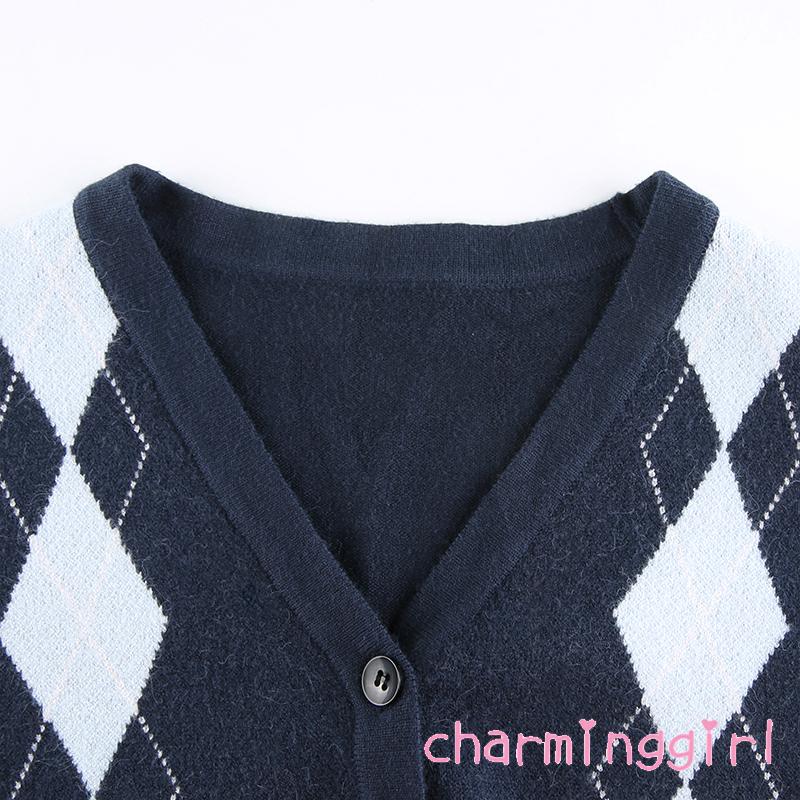 Áo Khoác Cardigan Dệt Kim Hoạ Tiết In Thiết Kế Cổ Chữ V Dành Cho Nữ
