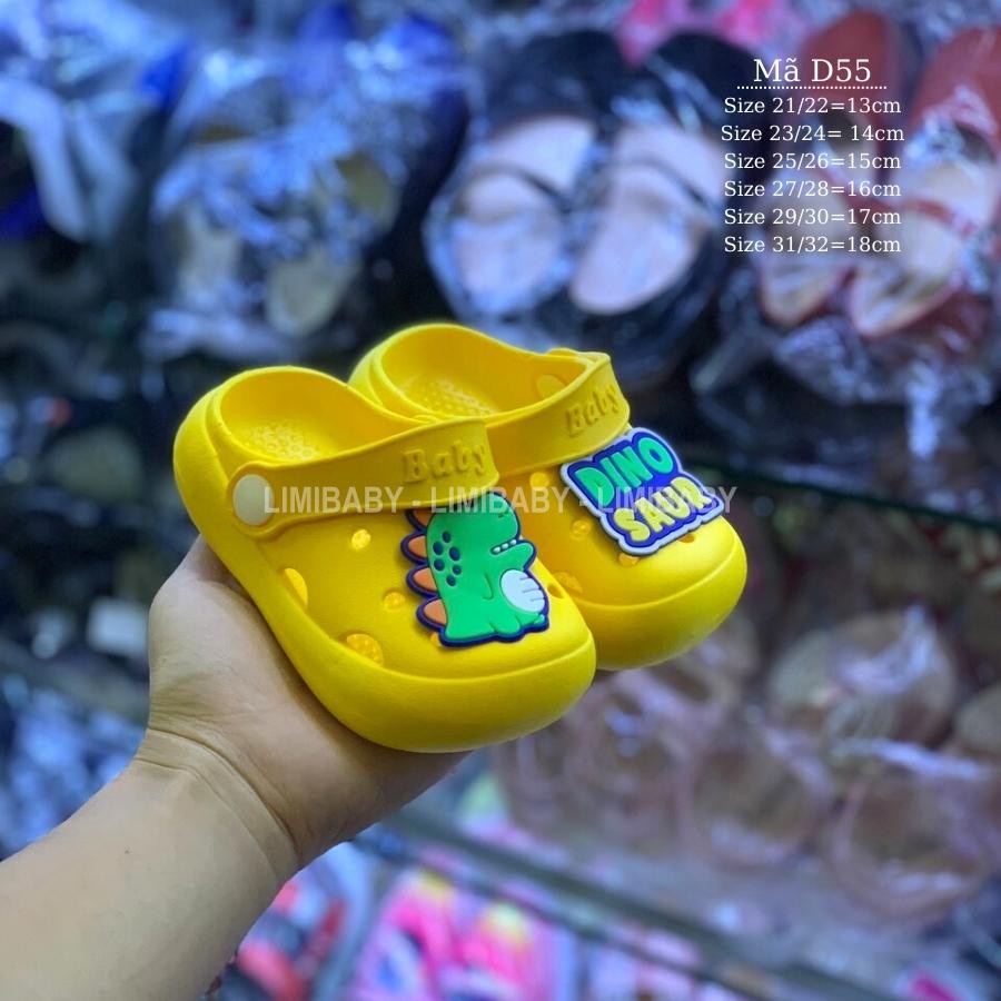 Sục cho bé trai bé gái LIMIBABY dép khủng long vàng xanh cute đi trong nhà đi biển chống trơn cho trẻ em 1-5 tuổi D55