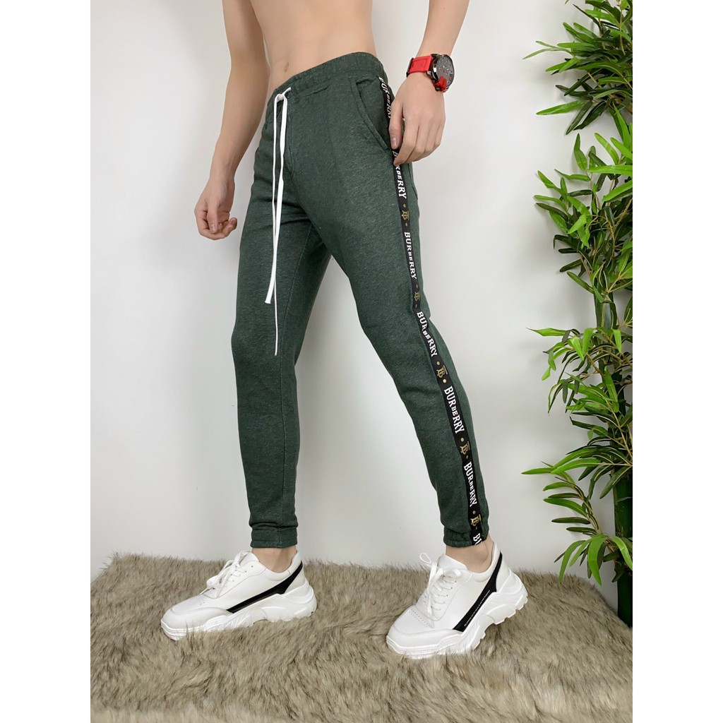 Quần thun Jogger phối sọc mẫu mới nam 3 màu Xám, Đen, Xanh lá, ống ôm chất vải cao cấp vải mềm mịn hợp dáng