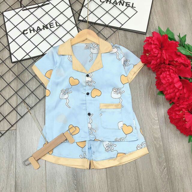 20_36kg bộ pyjama lụa size đại bé gái