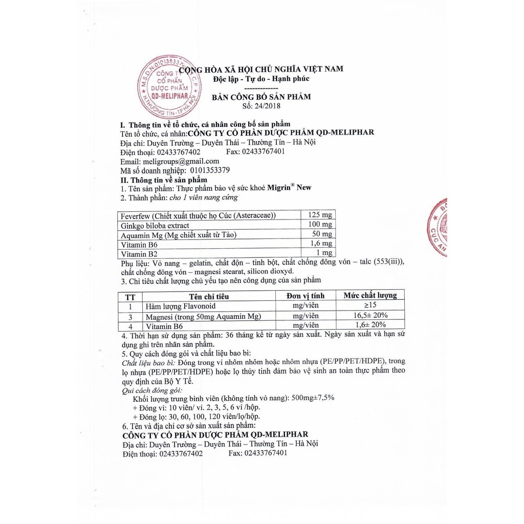 Thực phẩm bảo vệ sức khoẻ Migrin Plus - CHÍNH HÃNG