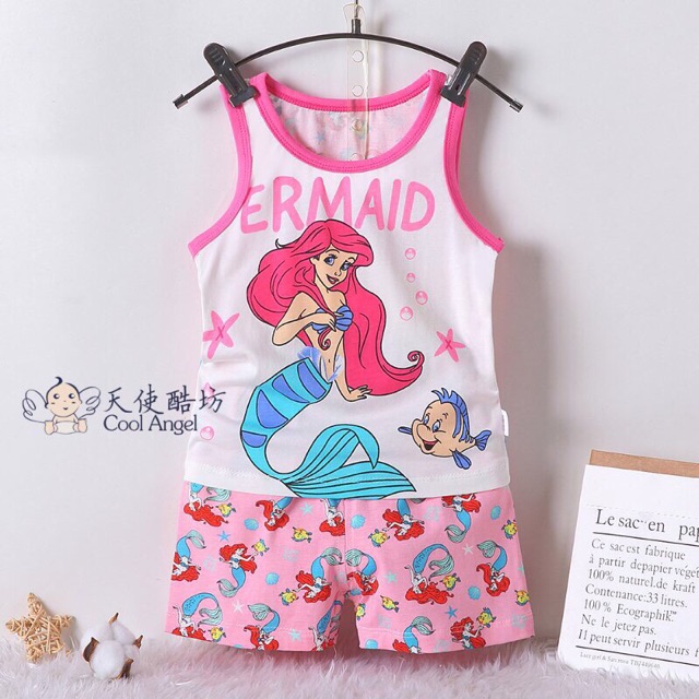 # Bộ đồ thun cotton ba lỗ bé gái# bộ đồ thun bé gái peppa,pony, kitty, thỏ, mickey, nàng tiên cá, mèo, voi#