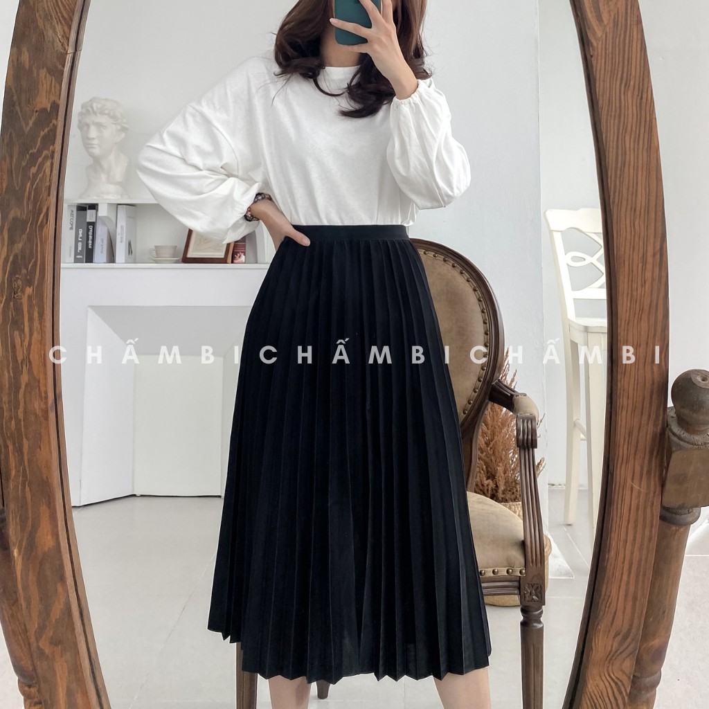 Chân Váy Midi Trơn Xếp Ly Dáng Dài Nhiều Màu Cực Xinh Freesize<58kg - CV.008 | BigBuy360 - bigbuy360.vn